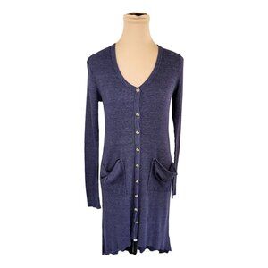 Free People Beach Ribbed Up Maxi Cardigan Dress Navy Blue Sz M